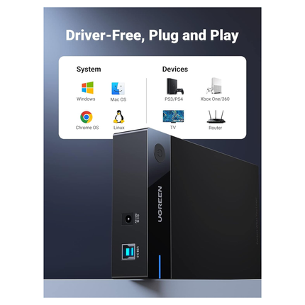 صندوق قرص صلب UGREEN USB 3.0 مقاس 3.5 بوصة، قابس أوروبي | 50422