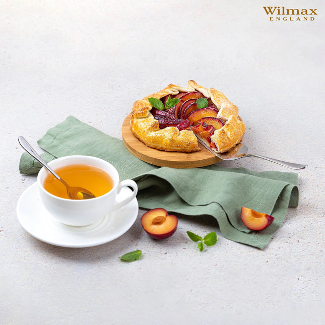 طقم فنجان شاي وصحن 250 مل من Wilmax Olivia - أبيض