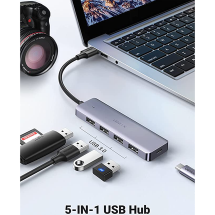 موزع يوجرين USB 3.0، موزع USB 3 نحيف للغاية بأربعة منافذ مع نقل بيانات بسرعة 5 جيجابت في الثانية / 50985