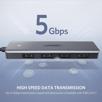 موزع يوجرين USB 3.0، موزع USB 3 نحيف للغاية بأربعة منافذ مع نقل بيانات بسرعة 5 جيجابت في الثانية / 50985