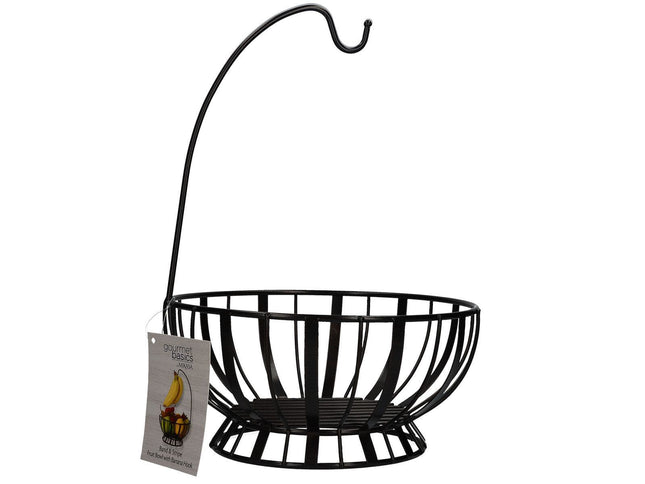 MIKASA GOURMET BAND AND STRIPE FRUIT BASKET WITH BANANA HANGER