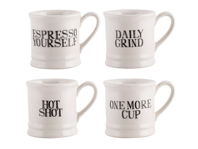 CREATIVE TOPS BAKE STIR IT UP SET OF 4 ESPRESSO TANKARD MUGS