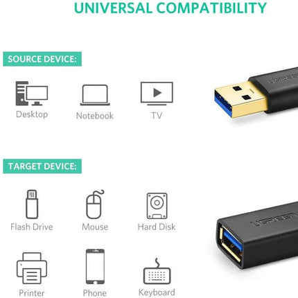 كابل تمديد محول USB-A (ذكر) - USB-A (أنثى) من Ugreen USB 3.0 5Gb/s / US129