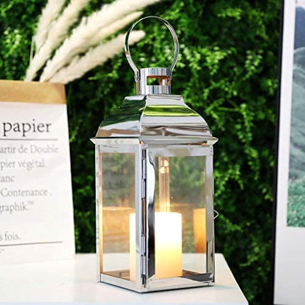 SILVER DECORATIVE LANTERNS 25CM