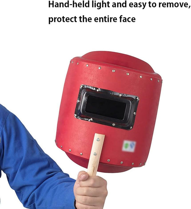 قناع لحام احمر يد خشب