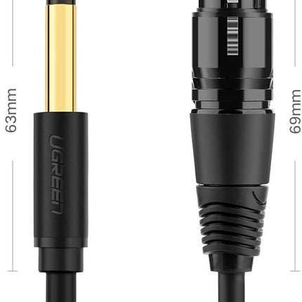 كابل صوت Ugreen كابل ميكروفون XLR (أنثى) - مقبس 6.35 مم (ذكر) أسود/ AV131