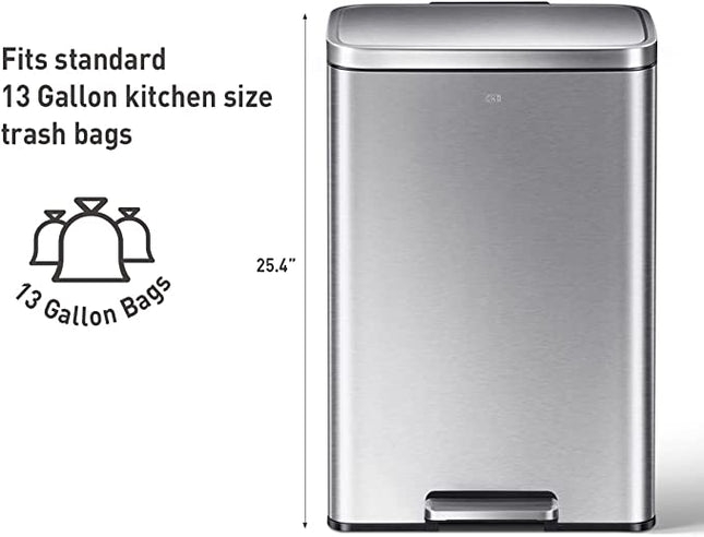 سلة نفايات مع دواسة ستانليس ستيل من إيكو 50 لتر