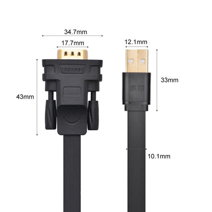 UGREEN USB 2.0 to DB9 RS-232 Adapter Flat Cable 2m | 20218