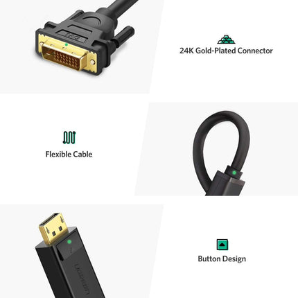 UGREEN DisplayPort to DVI Cable DP Male to DVI-D 24+1 Male Adapter | DP103