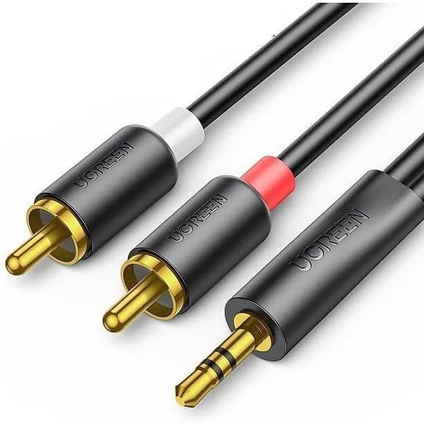 كابل صوت Ugreen مطلي بالذهب عيار 24 قيراطًا من 3.5 مم ذكر إلى 2RCA ذكر / AV195