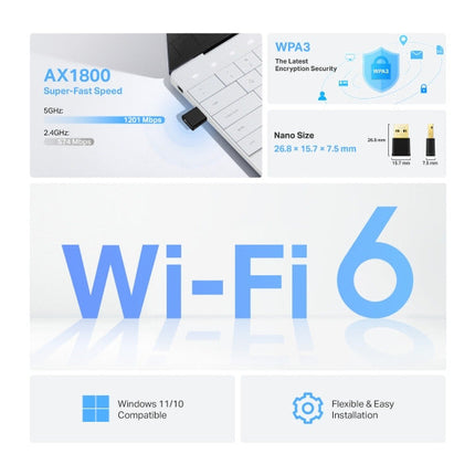 محول USB لاسلكي بتقنية Wi-Fi 6 من تي بي لينك آرتشر TX20U نانو | AX1800 نانو