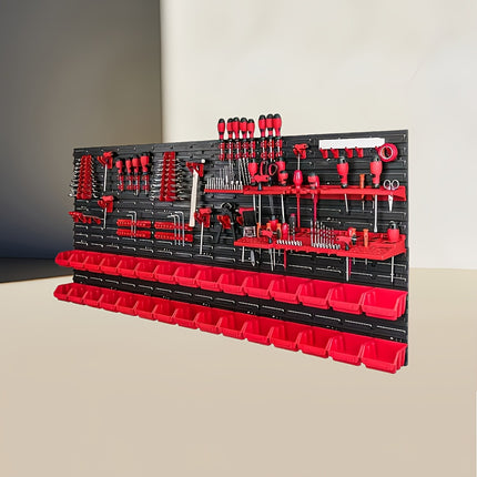 رف تخزين عملي مع لوحة تثبيت – منظّم أدوات ذكي (96 قطعة)