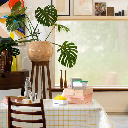 مفرش طاولة عرض 140 سم من Finesse Lola Check - أخضر وبرتقالي