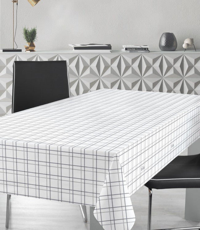 مفرش طاولة عرض 140 سم من Finesse Lola Check - رمادي وأبيض