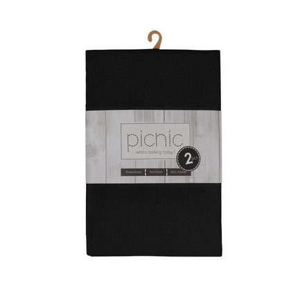 طقم بشاكير مطبخ قطعتين من Finesse Picnic Richmond - أسود