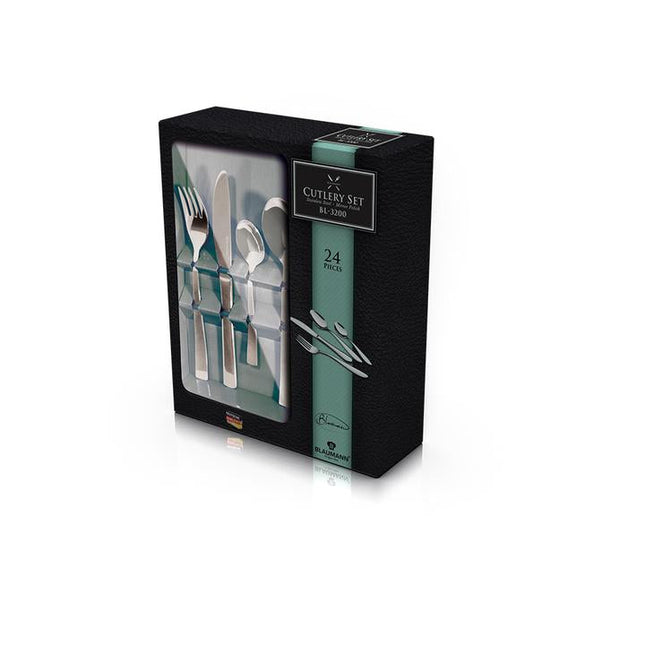 طقم أدوات مائدة لامع 24 قطعة من Blaumann - فضي