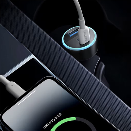 شاحن سيارة Anker 335 بقوة 67W – شاحن سريع 3 منافذ USB-C وUSB-A للسيارة