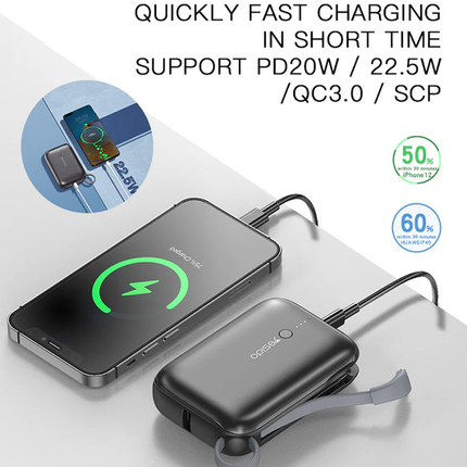 باور بانك Yesido YP18 سريع 22.5W – 10000mAh مع كابل Type-C وشاشة LED