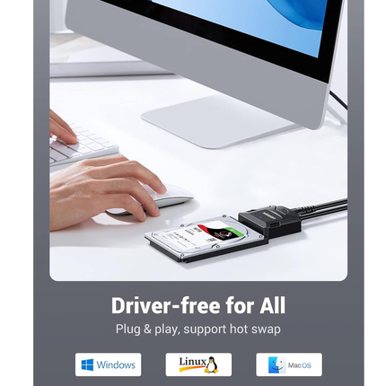 كابل محول القرص الصلب من UGREEN USB إلى SATA (الاتحاد الأوروبي) | 20611