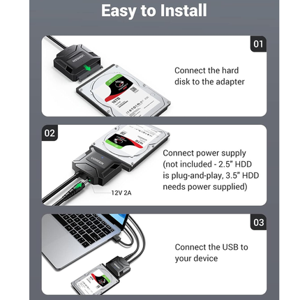 كابل محول القرص الصلب من UGREEN USB إلى SATA (الاتحاد الأوروبي) | 20611