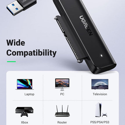 محول كابل لمحركات الأقراص الصلبة مقاس 2.5 بوصة من يوجرين |UGREEN USB 3.0 SATA Cable Adapter for SSD and Hard Drives 2.5 Inch External Hard Drive | 70609