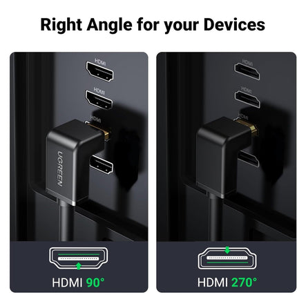 كابل HDMI من UGREEN بزاوية قائمة، سلك HDMI 4K عالي السرعة، 4K@60Hz / HD103