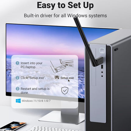 محول واي فاي USB AC650 من يوجرين لأجهزة الكمبيوتر المكتبية بهوائي 6 ديسيبل / 90339