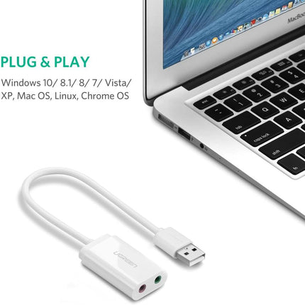 محول صوت سماعة الرأس من USB إلى 3.5 ملم من UGREEN / US205