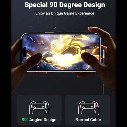 كابل بيانات UGREEN بزاوية من USB-C ذكر إلى USB 2.0 A ذكر بزاوية 3 أمبير (زاوية 90 درجة) / US176