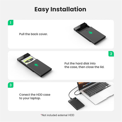 علبة محرك الأقراص الصلبة من يو جرين | UGREEN 2.5″ Hard Drive Enclosure USB 3.0 to SATA III Adapter | 30848