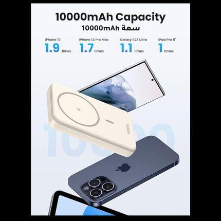 بنك طاقة لاسلكي مغناطيسي من UGREEN Magsafe بسعة 10000 مللي أمبير وقوة 20 واط، معتمد بتقنية Qi، متعدد الألوان/ PB561