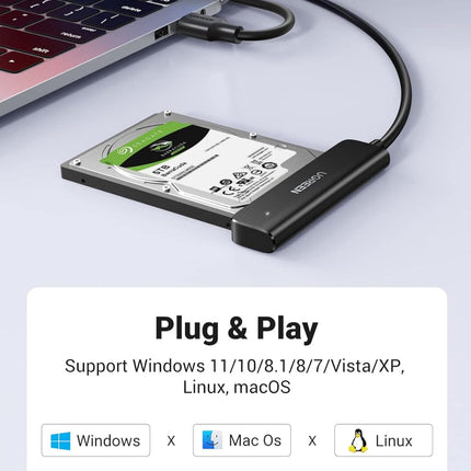 محول كابل لمحركات الأقراص الصلبة مقاس 2.5 بوصة من يوجرين |UGREEN USB 3.0 SATA Cable Adapter for SSD and Hard Drives 2.5 Inch External Hard Drive | 70609