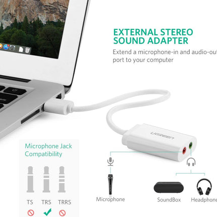محول صوت سماعة الرأس من USB إلى 3.5 ملم من UGREEN / US205