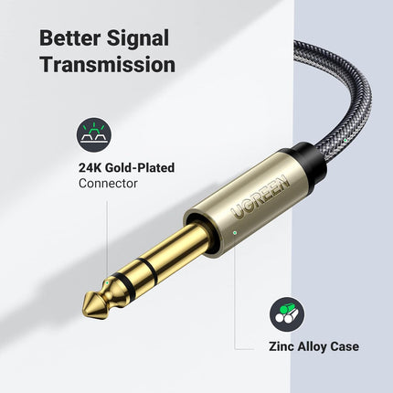 كابل صوت UGREEN TRS Mini Jack 3.5 مم / Jack 6.35 مم - رمادي / AV127