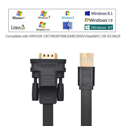 UGREEN USB 2.0 to DB9 RS-232 Adapter Flat Cable 2m | 20218