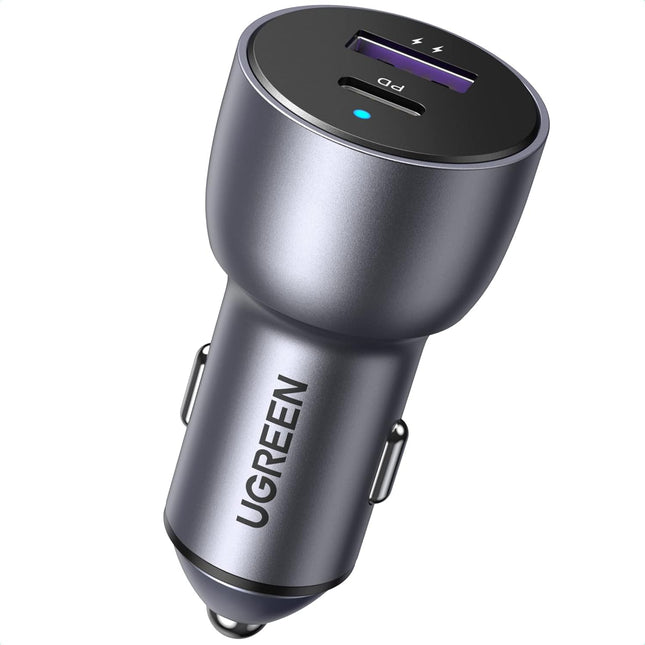 شاحن سيارة سريع UGREEN USB-C PD + USB-A QC (30+22.5 واط) رمادي |60980