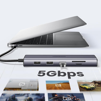 UGREEN USB-C to 3*USB 3.0 A+HDMI 4K@30Hz;2K@60HZ;1080P@120Hz + VGA + RJ45 + SD/TF + 3.5mm Audio + PD Adapter