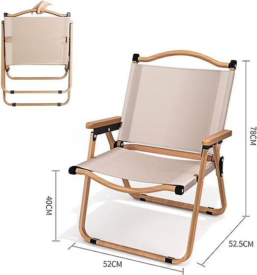 كرسي تخييم محمول قابل للطي من مستر كيتشن، بمقبض خشبي