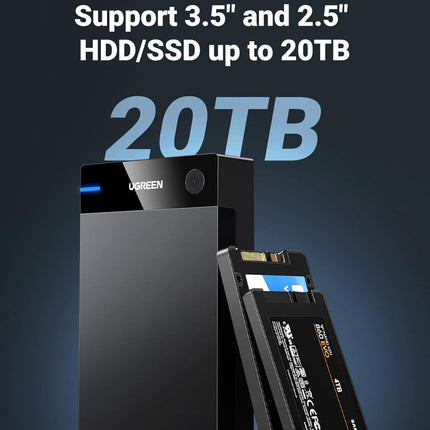 صندوق قرص صلب UGREEN USB 3.0 مقاس 3.5 بوصة، قابس أوروبي | 50422