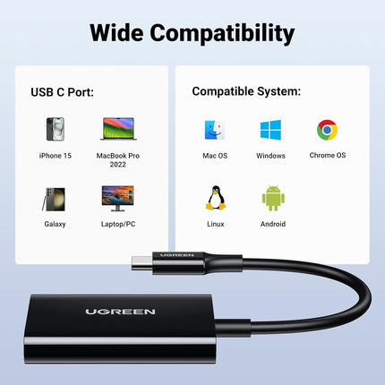 قارئ بطاقات UGREEN 2 في 1 USB-C SD/MicroSD متعدد الألوان/ CM265