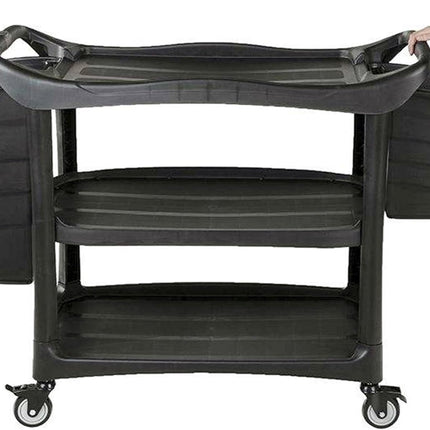 عرباية 3 طبقات تنظيف بلاستيك على عجلات لون اسود مع سطلين اضافيات