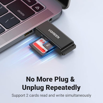 قارئ بطاقات يوجرين USB 3.0 إلى TF + SD مزدوج (أسود) / 40752