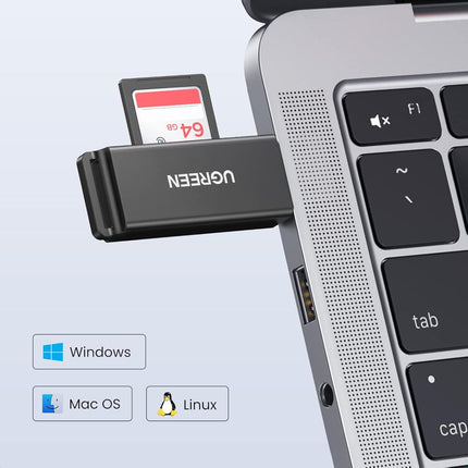 قارئ بطاقات يوجرين USB 3.0 إلى TF + SD مزدوج (أسود) / 40752