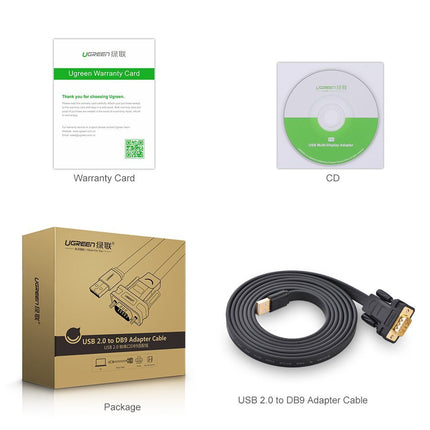 UGREEN USB 2.0 to DB9 RS-232 Adapter Flat Cable 2m | 20218