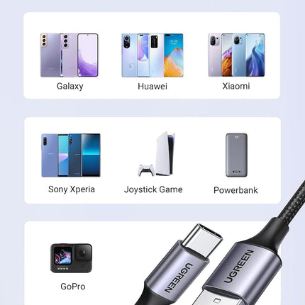 Ugreen USB A to C Quick Charging Cable (Black) / 60126-60127-60128
