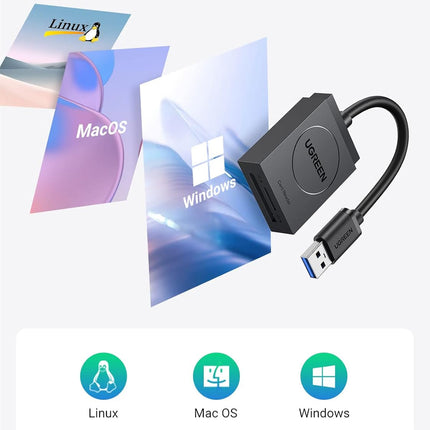 قارئ بطاقات UGREEN 2 في 1 USB 3.0 SD/TF /20250
