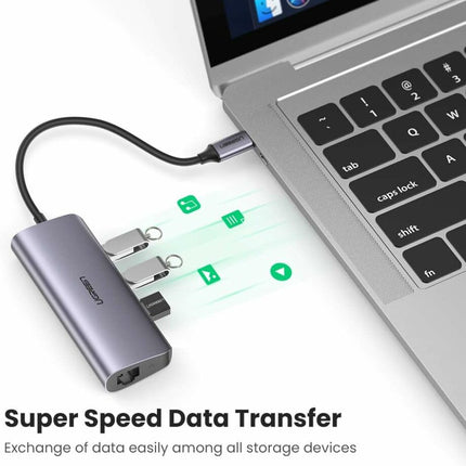 محول USB-C إلى 3xUSB-A3.0 بسرعة تصل إلى 5 جيجابت في الثانية + مدخل جيجا ايثرنت + منفذ طاقة مايكرو يو اس بي / 60718