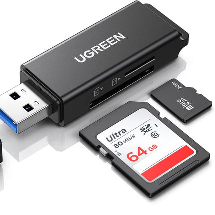 قارئ بطاقات يوجرين USB 3.0 إلى TF + SD مزدوج (أسود) / 40752