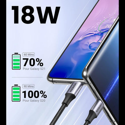 كابل شحن سريع يوغرين USB-A إلى USB-C (أسود) | US288