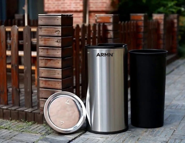 سلة قمامة 50 لتر بغطاء علوي متأرجح من ARMN Tramontina - فضي